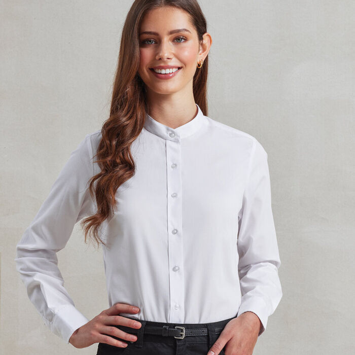 Women's banded collar 'grandad' shirt Thumbnail