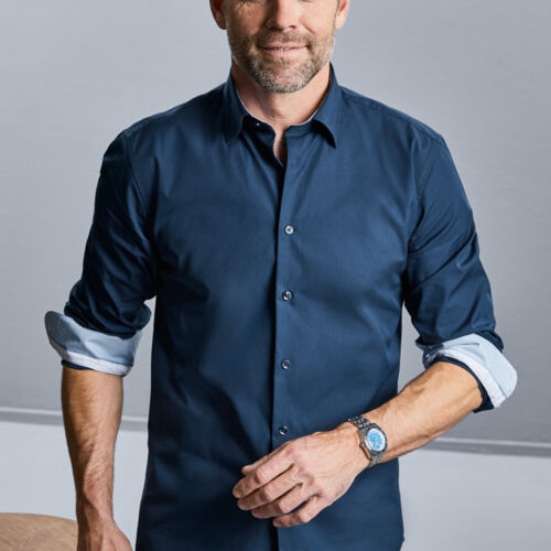 Men's Long Sleeve Tailored Contrast Ultimate Stretch Shirt  Thumbnail