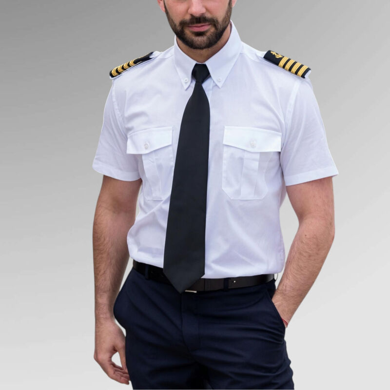 Sea Design Men's Deluxe Pilot Shirt With Chest Pockets Thumbnail