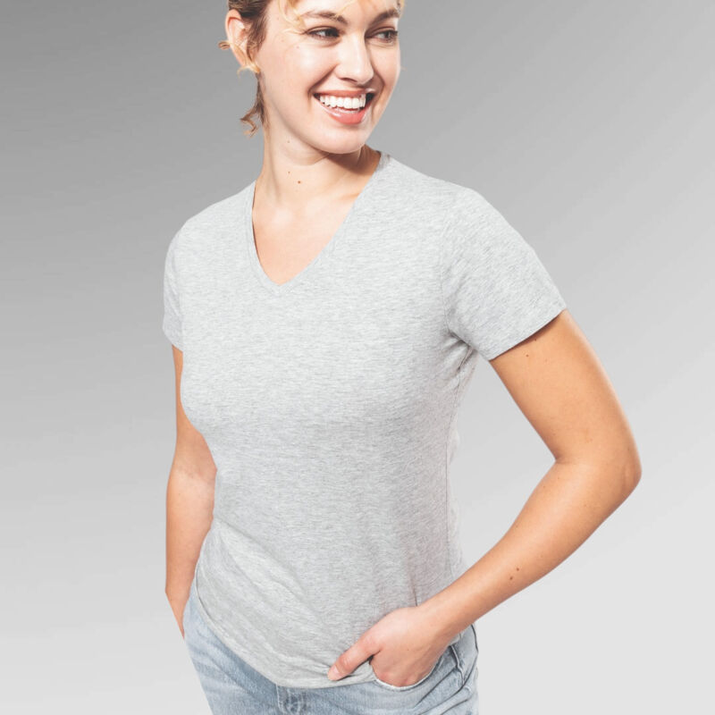 Kariban Ladies' V-Neck Cotton Stretch T-Shirt Thumbnail