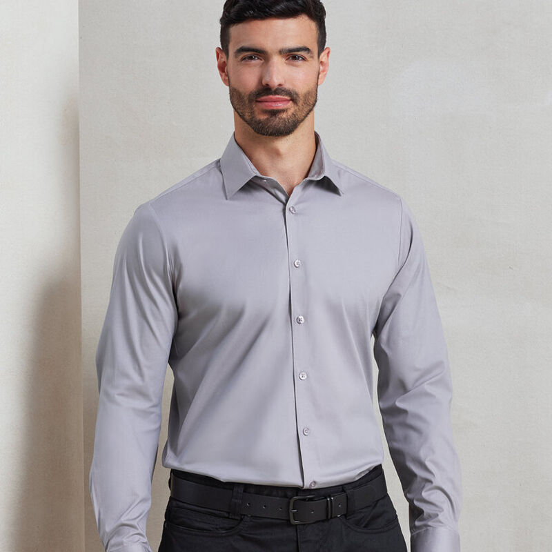 Stretch fit cotton poplin long sleeve shirt Thumbnail