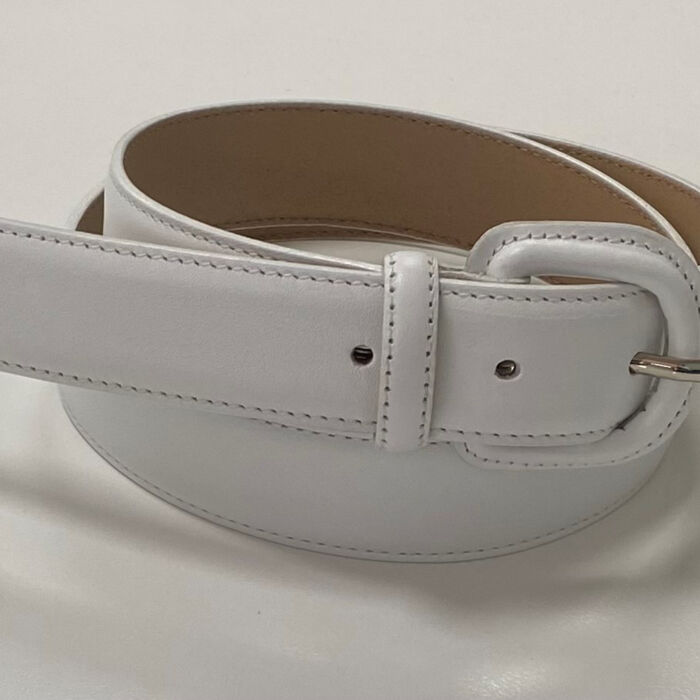 Leather Belt with Covered Buckle - 3cm Thumbnail