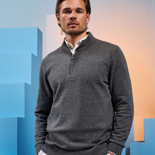 Asquith and fox Men's cotton blend ¼ zip sweater Thumbnail