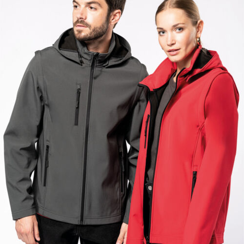 Kariban Unisex 3-layer hooded softshell jacket with detachable sleeves Thumbnail