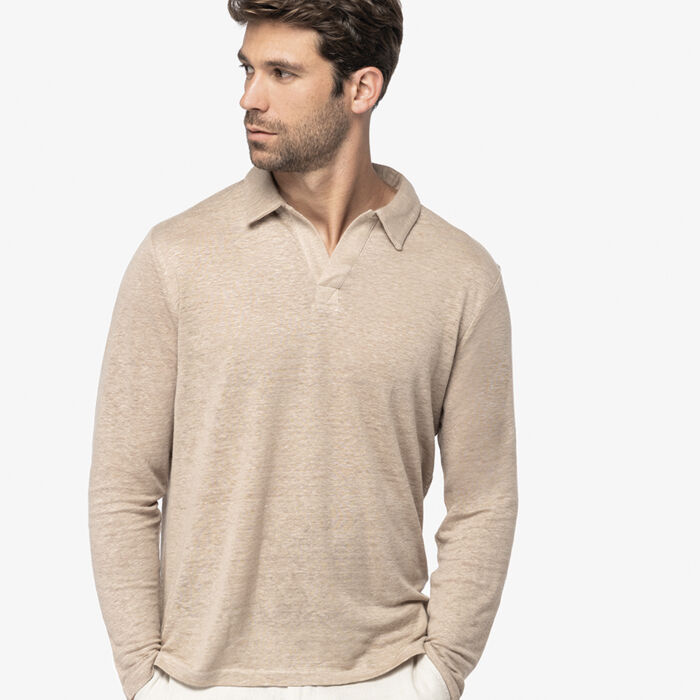 Native Spirit Long Sleeve Linen Polo Thumbnail