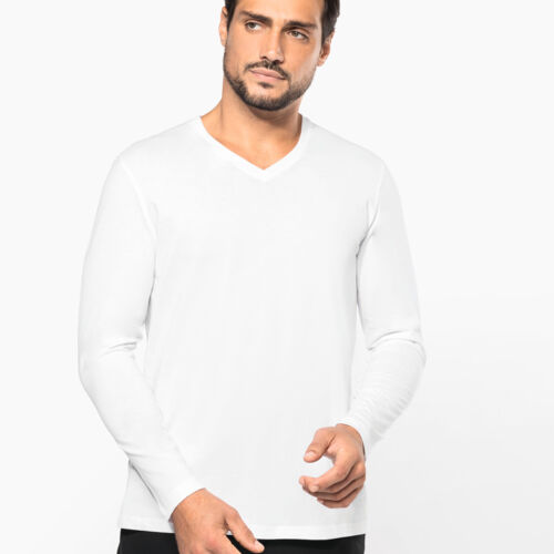Kariban Men's Long Sleeve T-shirt Supima V neck Thumbnail