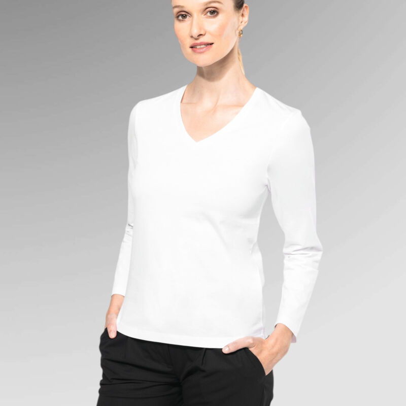 Kariban Ladie's Long Sleeve T-shirt Supima V Neck Thumbnail