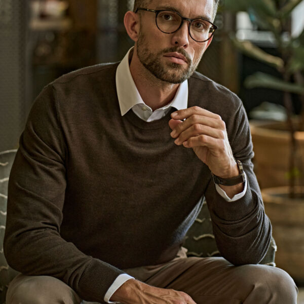 TeeJays Men's Crew Neck Knitted Sweater Thumbnail