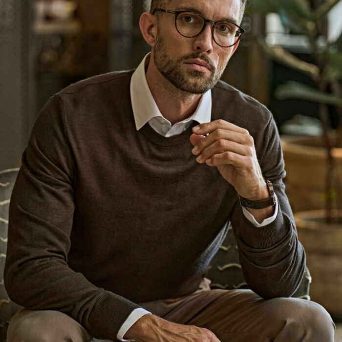 TeeJays Men's Crew Neck Knitted Sweater Thumbnail