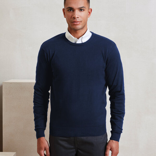 Premier Crew neck cotton-rich knitted sweater Thumbnail
