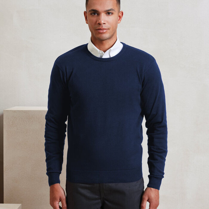 Premier Crew neck cotton-rich knitted sweater Thumbnail