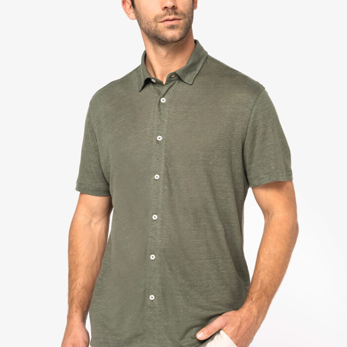 Spasso Men's Short-Sleeved linen Shirt Thumbnail