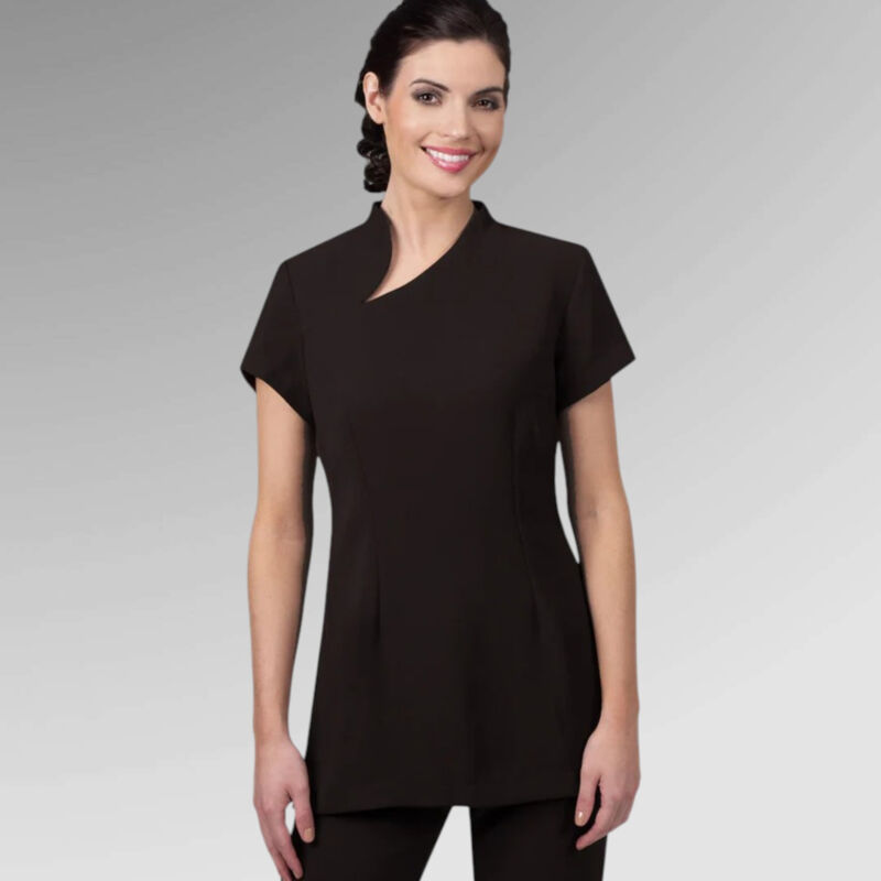 Mandarin tunic with spliced neckline  Thumbnail