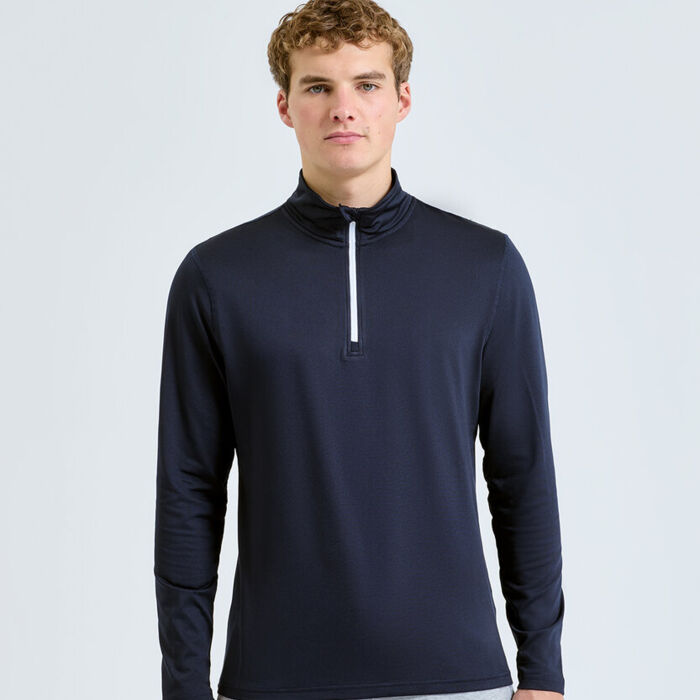 TriDri® Men's recycled long sleeve brushed back ¼ zip top Thumbnail