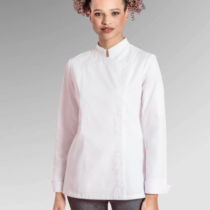 Clement Design Leeds Ladies' L/S chef jacket with officer collar Thumbnail