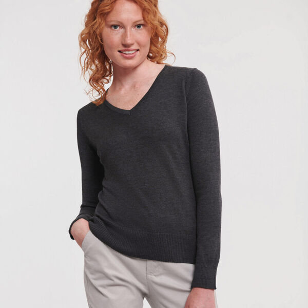 Russell Ladies V-neck Knitted Sweater Thumbnail