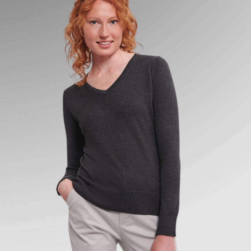 Russell Ladies V-neck Knitted Sweater Thumbnail