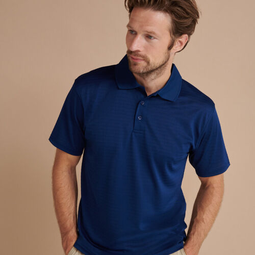 Henbury Cooltouch® textured stripe polo Thumbnail