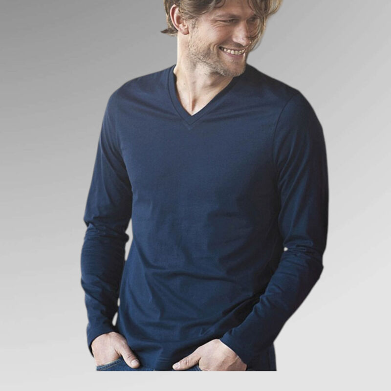 Kariban Men's Long sleeve v-neck t-shirt Thumbnail