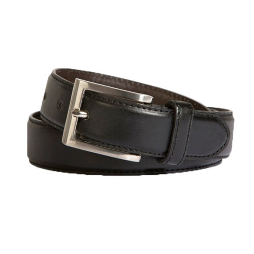 Classic Leather Belt with Silver Buckle - 3cm Thumbnail