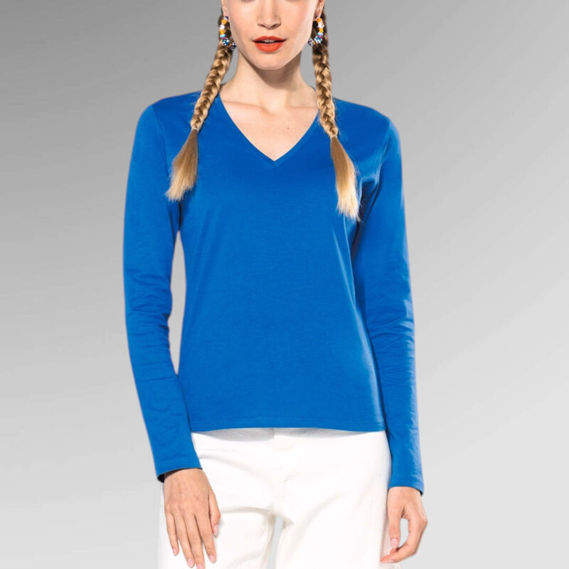 Kariban Ladies' L/S V Neck T-Shirt - K382 Thumbnail