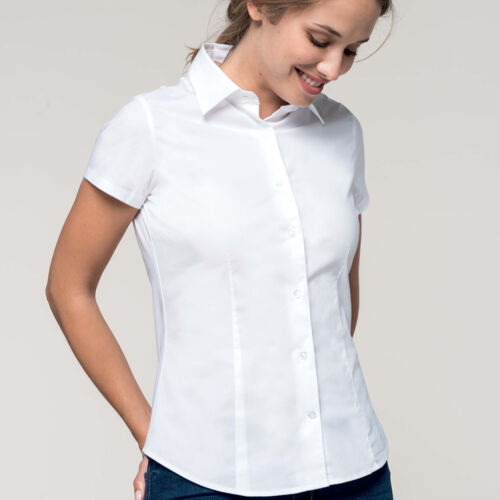Kariban Ladies' short-sleeved cotton/elastane shirt Thumbnail