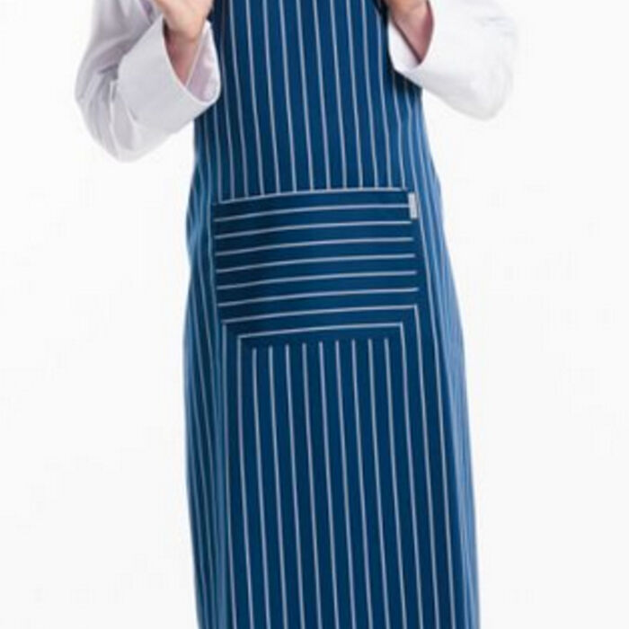 Chaud Devant Navy/White Stripe Bib Apron with Front Pocket Thumbnail