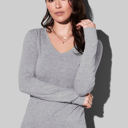 Stedman Ladies' L/S V-neck Stretch-T Thumbnail