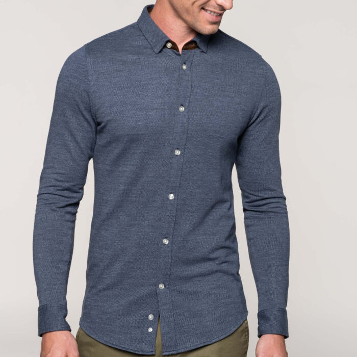 Kariban Long-sleeved Jacquard knit shirt Thumbnail