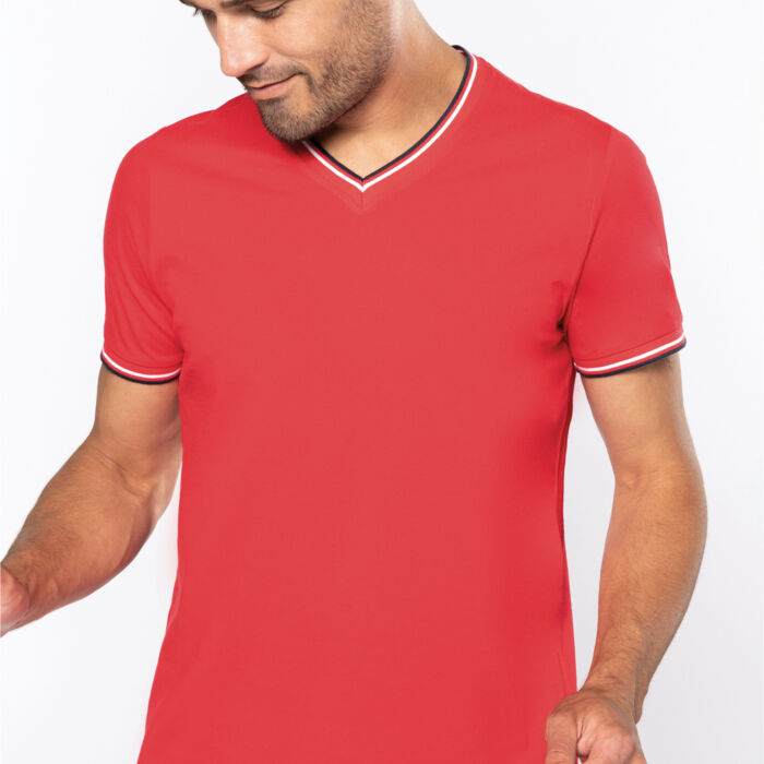 Kariban men's V-neck T with contrast stripes Thumbnail