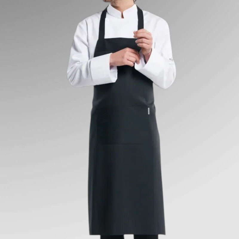 Chaud Devant Santino Black Bib Apron with Front Pocket Thumbnail