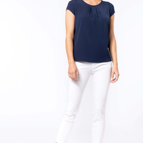 Kariban Ladies' short-sleeved crepe blouse Thumbnail