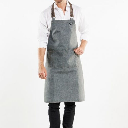 Chaud Devant Grey Forene Apron - Denim & Leather - W70-L90 Thumbnail