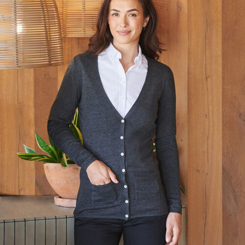 Henbury Women's v-button cardigan Thumbnail